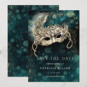 Reserveer de datum Maskerade Feest Kaart (Voorkant / Achterkant)