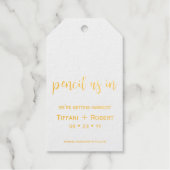Reserveer de datum, potlood ons in, trouwen cadeaulabels (Voorkant)
