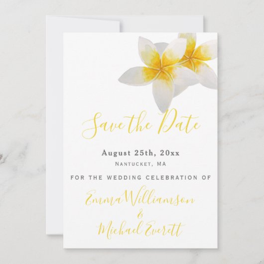 Reserveer de datum | Trouwen met Gele Tropische Bl Save The Date (Voorkant)