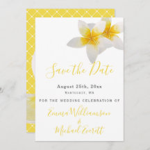 Reserveer de datum | Trouwen met Gele Tropische Bl