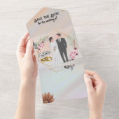 Reserveer de datum voor de bruiloft van all in one uitnodiging (Afscheurbaar)