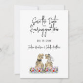 Reserveer de datum voor een bruisende grappige din save the date (Voorkant)