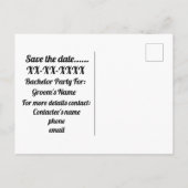 Reserveer de datum vrijgezellenfeest aankondigingskaart (Achterkant)