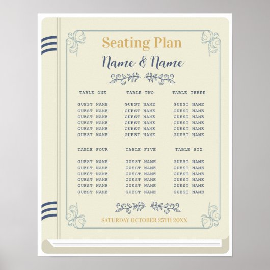 Reserveer Tafel Zitplaatsen Bruiloft Auteur Biblio Poster (Voorkant)