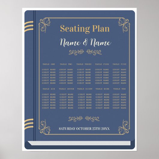 Reserveer Tafel Zitplaatsen Bruiloft Bibliotheek M Poster (Voorkant)