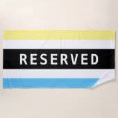 RESERVES, Witte tekst, Blauw Geel Wu/Blk Stripes Strandlaken (Voorkant)