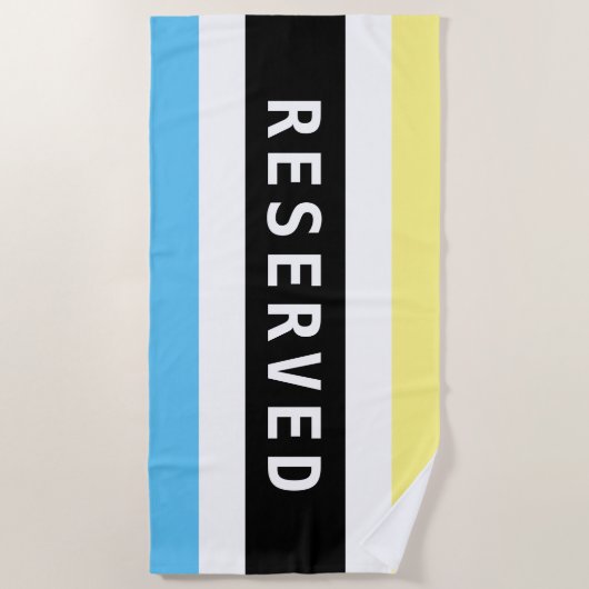 RESERVES, Witte tekst, Blauw Geel Wu/Blk Stripes Strandlaken (Voorkant)