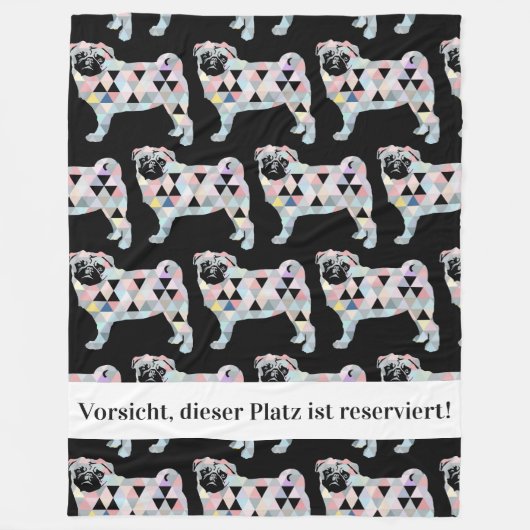 Reserviert für Herr Mops Fleece Deken (Voorkant)