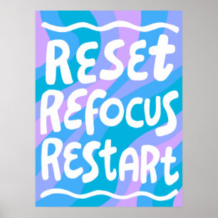 RESET REFOCUS HERSTART Kleurrijke Fun Bubble Lette Poster