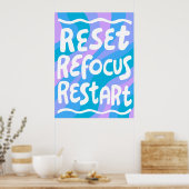 RESET REFOCUS HERSTART Kleurrijke Fun Bubble Lette Poster (Keuken)
