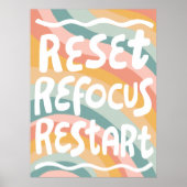 RESET REFOCUS HERSTART Kleurrijke Fun Bubble Lette Poster (Voorkant)