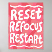 RESET REFOCUS HERSTART Kleurrijke Fun Bubble Lette Poster (Voorkant)