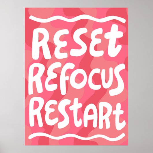 RESET REFOCUS HERSTART Kleurrijke Fun Bubble Lette Poster (Voorkant)