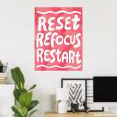 RESET REFOCUS HERSTART Kleurrijke Fun Bubble Lette Poster (Thuiskantoor)