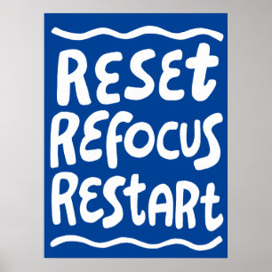 RESET REFOCUS HERSTART Kleurrijke Fun Bubble Lette Poster