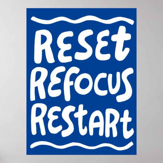 RESET REFOCUS HERSTART Kleurrijke Fun Bubble Lette Poster (Voorkant)