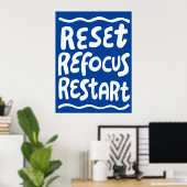 RESET REFOCUS HERSTART Kleurrijke Fun Bubble Lette Poster (Thuiskantoor)