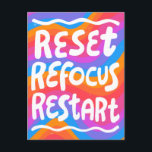 RESET REFOCUS HERSTART Leuke bellenbrieven INSPO Briefkaart<br><div class="desc">Hand gemaakte kunst voor u! Pas aan met uw eigen tekst of verander de kleuren. Check mijn winkel voor veel meer kleuren en design of laat het me weten als je iets op maat wilt!</div>