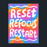 RESET REFOCUS HERSTART Leuke bellenbrieven INSPO Briefkaart<br><div class="desc">Hand gemaakte kunst voor u! Pas aan met uw eigen tekst of verander de kleuren. Check mijn winkel voor veel meer kleuren en design of laat het me weten als je iets op maat wilt!</div>
