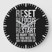 Reset Refocus Readapt - Gym, Hustle, Succes Grote Klok (Voorkant)