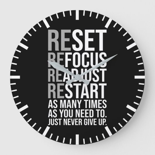 Reset Refocus Readapt - Gym, Hustle, Succes Grote Klok (Voorkant)