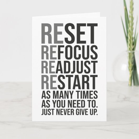 Reset Refocus Readapt - Gym, Hustle, Succes Kaart (Voorkant)