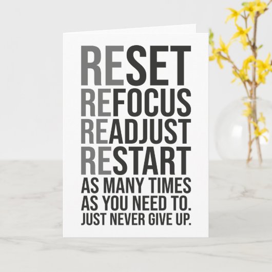Reset Refocus Readapt - Gym, Hustle, Succes Kaart (Gele Bloem)