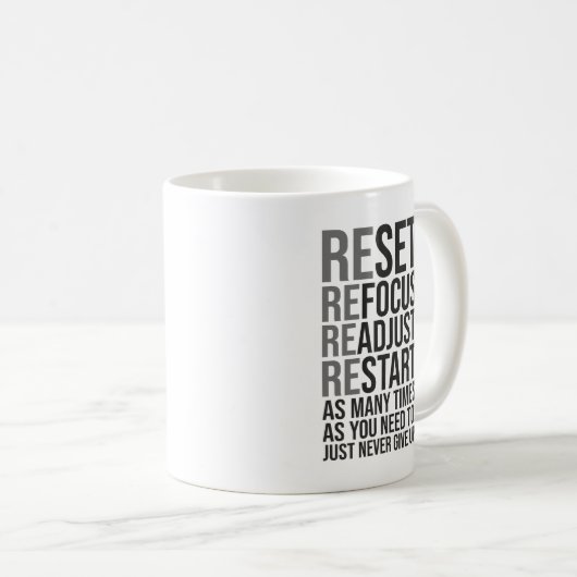 Reset Refocus Readapt - Gym, Hustle, Succes Koffiemok (Voorkant rechts)