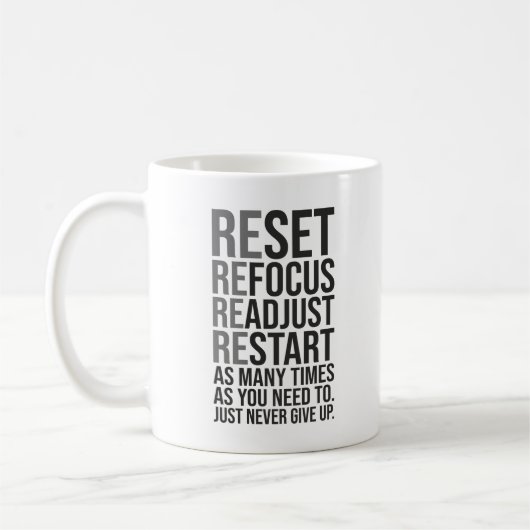 Reset Refocus Readapt - Gym, Hustle, Succes Koffiemok (Links)