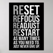 Reset Refocus Readapt - Gym, Hustle, Succes Poster (Voorkant)