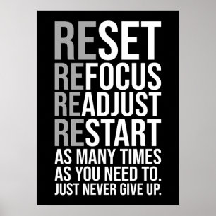 Reset Refocus Readapt - Gym, Hustle, Succes Poster