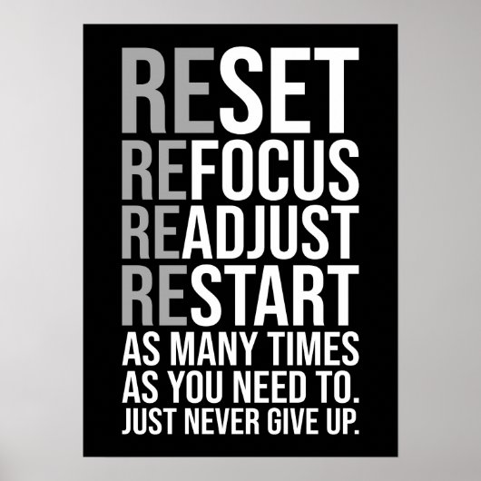 Reset Refocus Readapt - Gym, Hustle, Succes Poster (Voorkant)