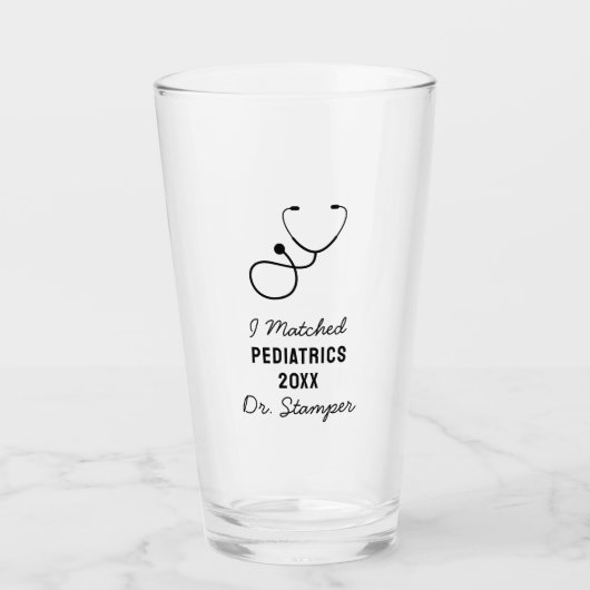 Residency Match Day Party Gift Medische School Glas (Voorkant)