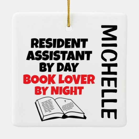 Resident Assistent houdt van lezen CUSTOM Keramisch Ornament (Achterkant)