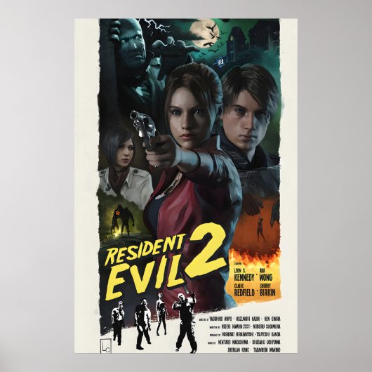 Resident Evil 2 Remake Poster  Retro Film Kunst (Voorkant)