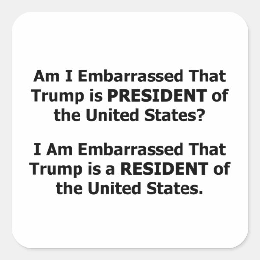 Resident Trump Vierkante Sticker (Voorkant)