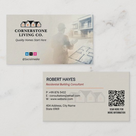 Residential Construction | Gray Skecth Visitekaartje (Voorkant / Achterkant)