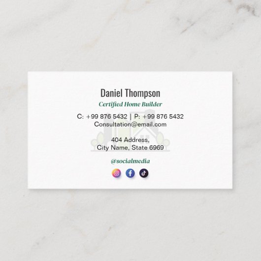 Residential Construction | Gray Skecth Visitekaartje (Achterkant)