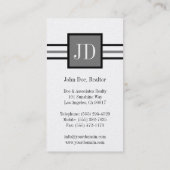 Residential Realtor Broker Monogram Platinum Paper Visitekaartje (Achterkant)