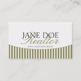 Residential Realtor Gold Script Stripes White Visitekaartje