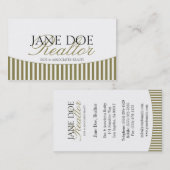 Residential Realtor Gold Script Stripes White Visitekaartje (Voorkant / Achterkant)