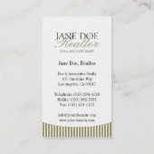 Residential Realtor Gold Script Stripes White Visitekaartje (Achterkant)