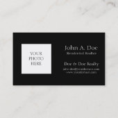 Residential Realtor Head Shot Classic Black Visitekaartje (Achterkant)