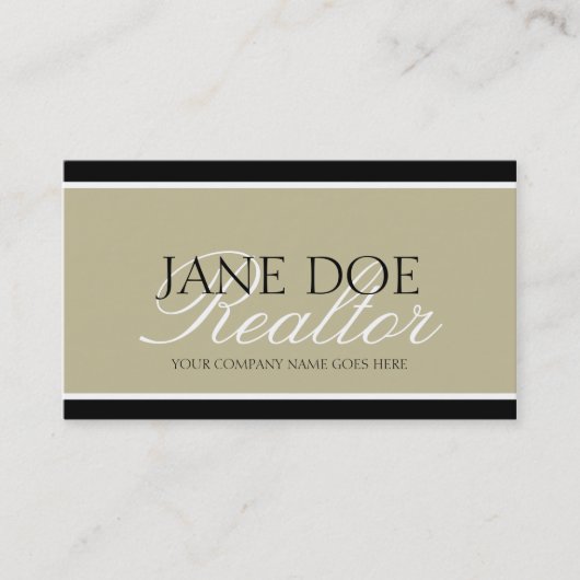 Residential Realtor Tan/White Script/Black Borders Visitekaartje (Voorkant)
