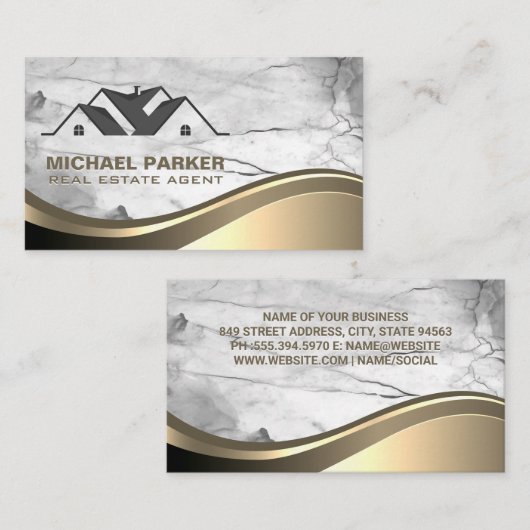 residentieel | Marmer | goudgolf Visitekaartje (Voorkant / Achterkant)