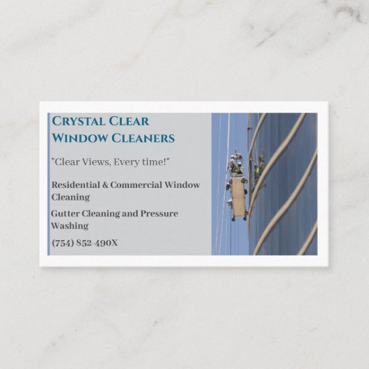 Residentiële commerciële reinigingsruitenreiniger visitekaartje (Voorkant)
