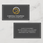 Residentiële Logo onroerend goed | Grijze achtergr Visitekaartje (Voorkant / Achterkant)