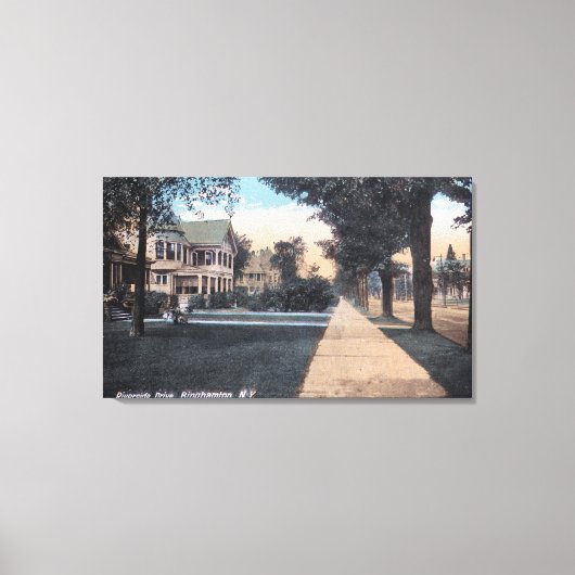 Residentiële scène op Riverside Drive Canvas Afdruk (Voorkant)
