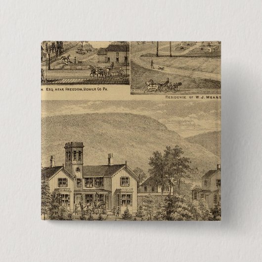 Residenties van HJ Murdoch Vierkante Button 5,1 Cm (Voorkant)