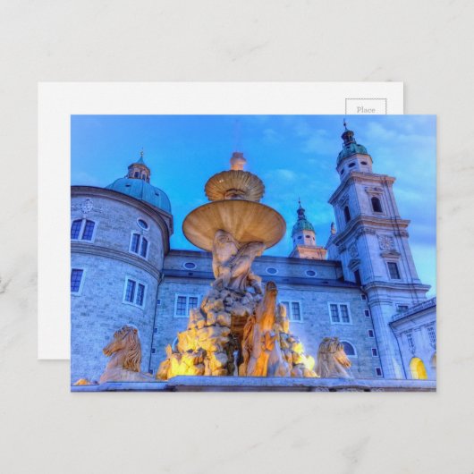 Residenzplatz in Salzburg, Oostenrijk Briefkaart (Voorkant / Achterkant)